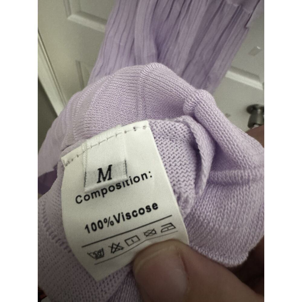 Women’s Lavender Ribbed Sleeveless Dress Tie Strap Size Medium Lightweight - Picture 3 of 3